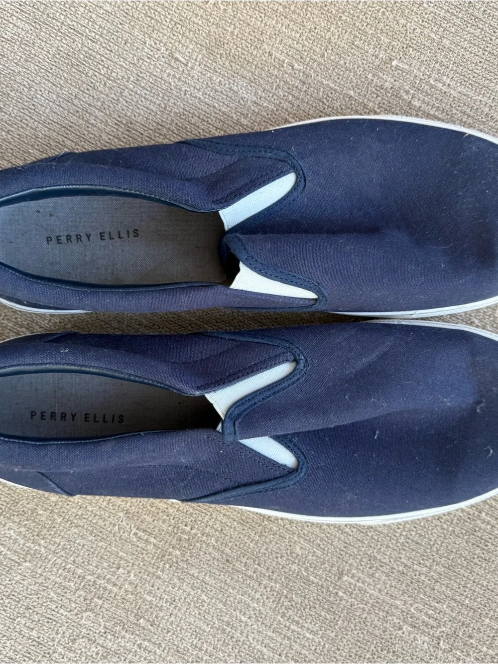 Perry Ellis Navy Slip-On Canvas Loafers